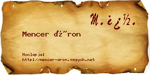 Mencer Áron névjegykártya